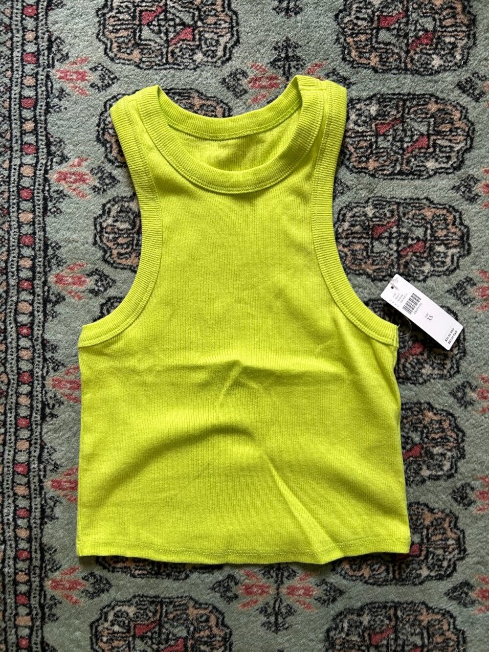 Anthropologie Crop Racerback Tank Size XS NWT in Neon Yellow